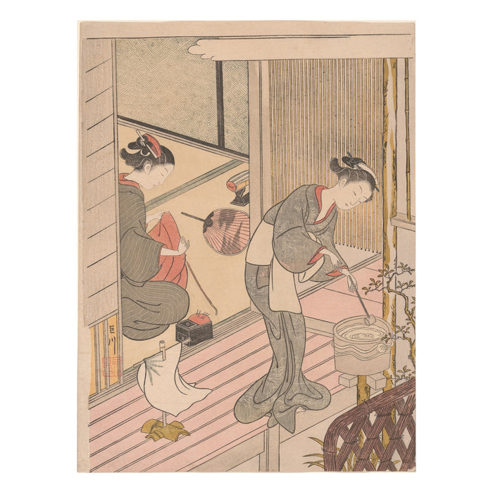 Suzuki Harunobu, Returning Sails of the Towel Rack, c. 1766 — colour woodblock print, Art Institute of Chicago