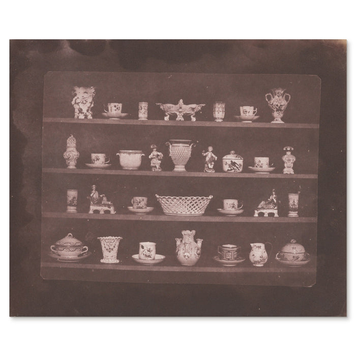 William Henry Fox Talbot, Articles of China, 1843-44 - the salted paper print, straightened, shown flat on white
