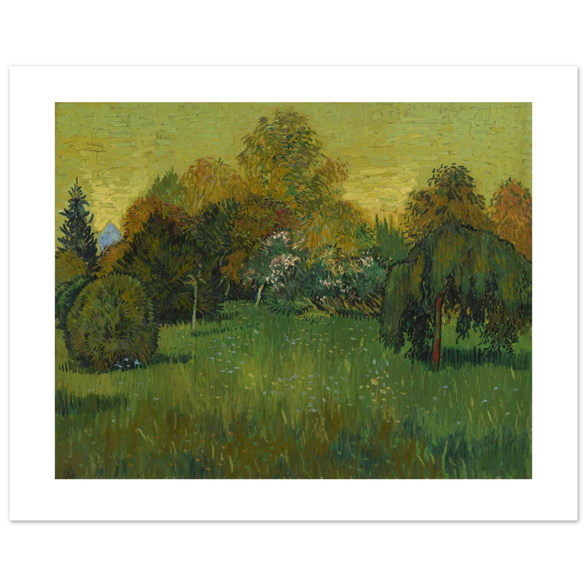 Van Gogh's The Poet's Garden as a 50 × 40 cm fine art poster, unframed, shown flat against a light grey wall