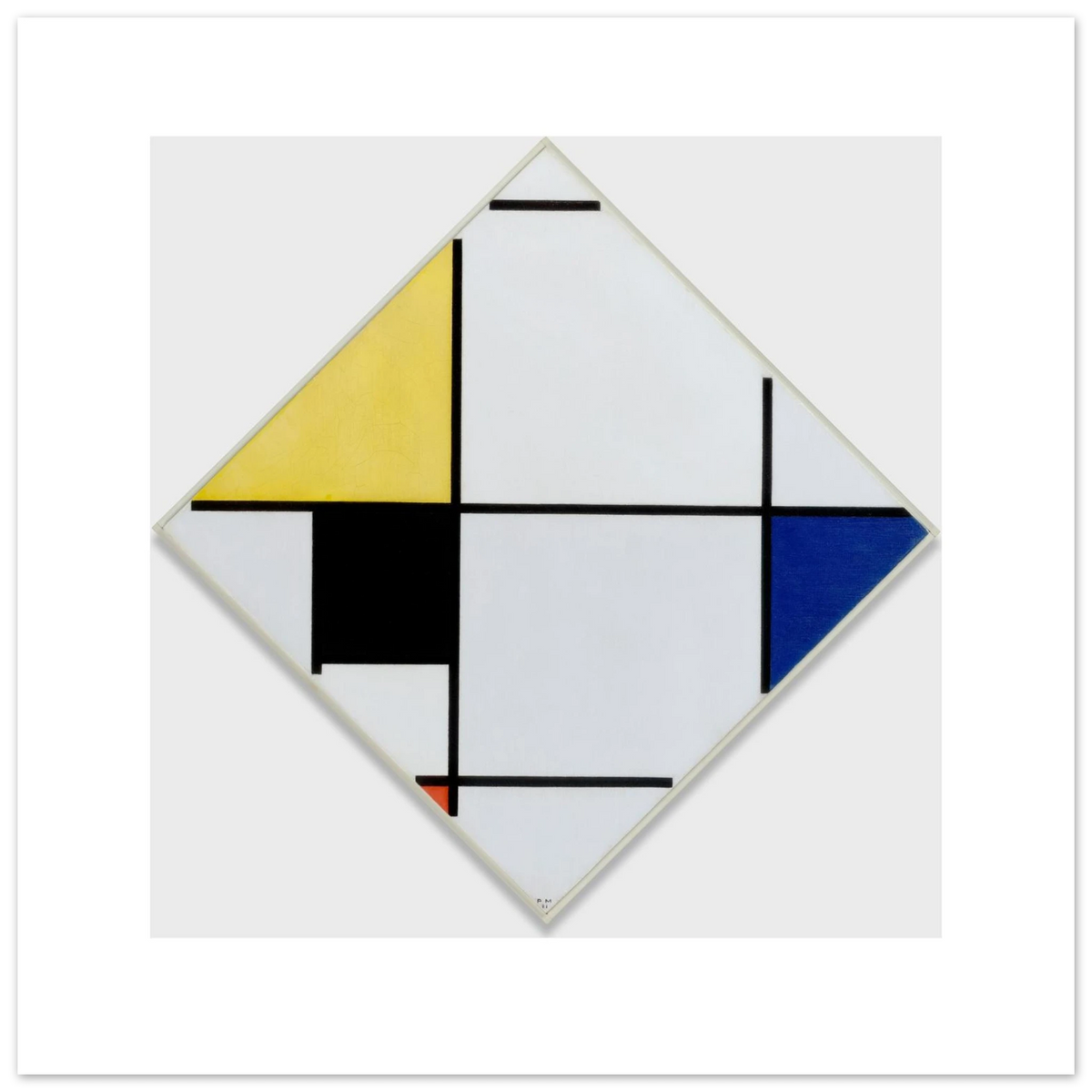 Mondrian's 1921 lozenge as a giclée print on the 70 × 70 cm sheet, unframed, with the white border