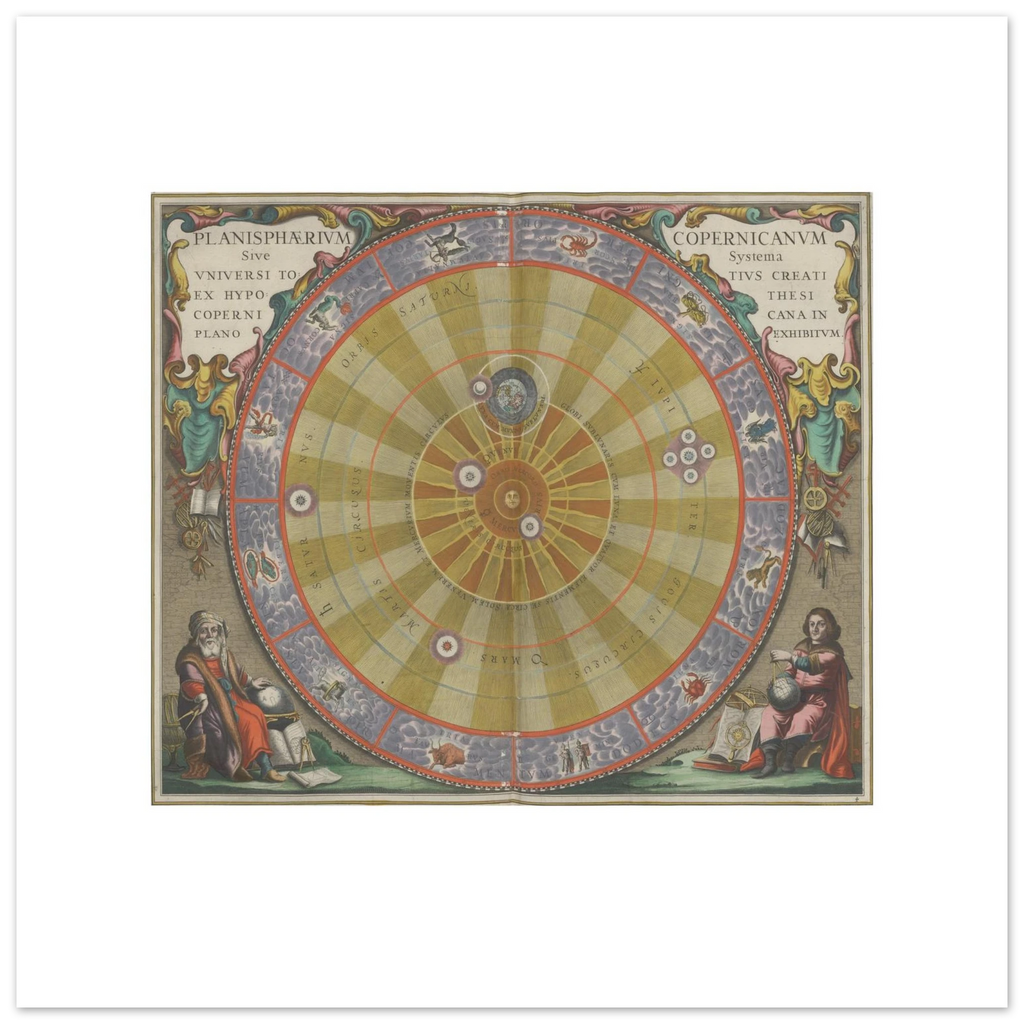 Andreas Cellarius, Planisphaerium Copernicanum, 1661 — giclée print on the 70 × 70 cm sheet, the plate at original size
