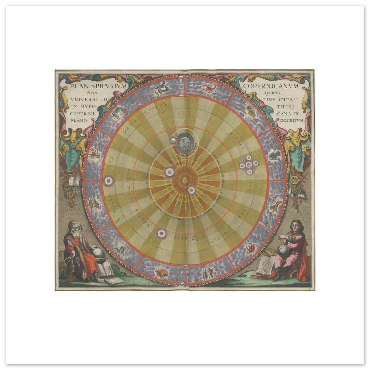 Andreas Cellarius, Planisphaerium Copernicanum, 1661 — giclée print on the 70 × 70 cm sheet, the plate at original size