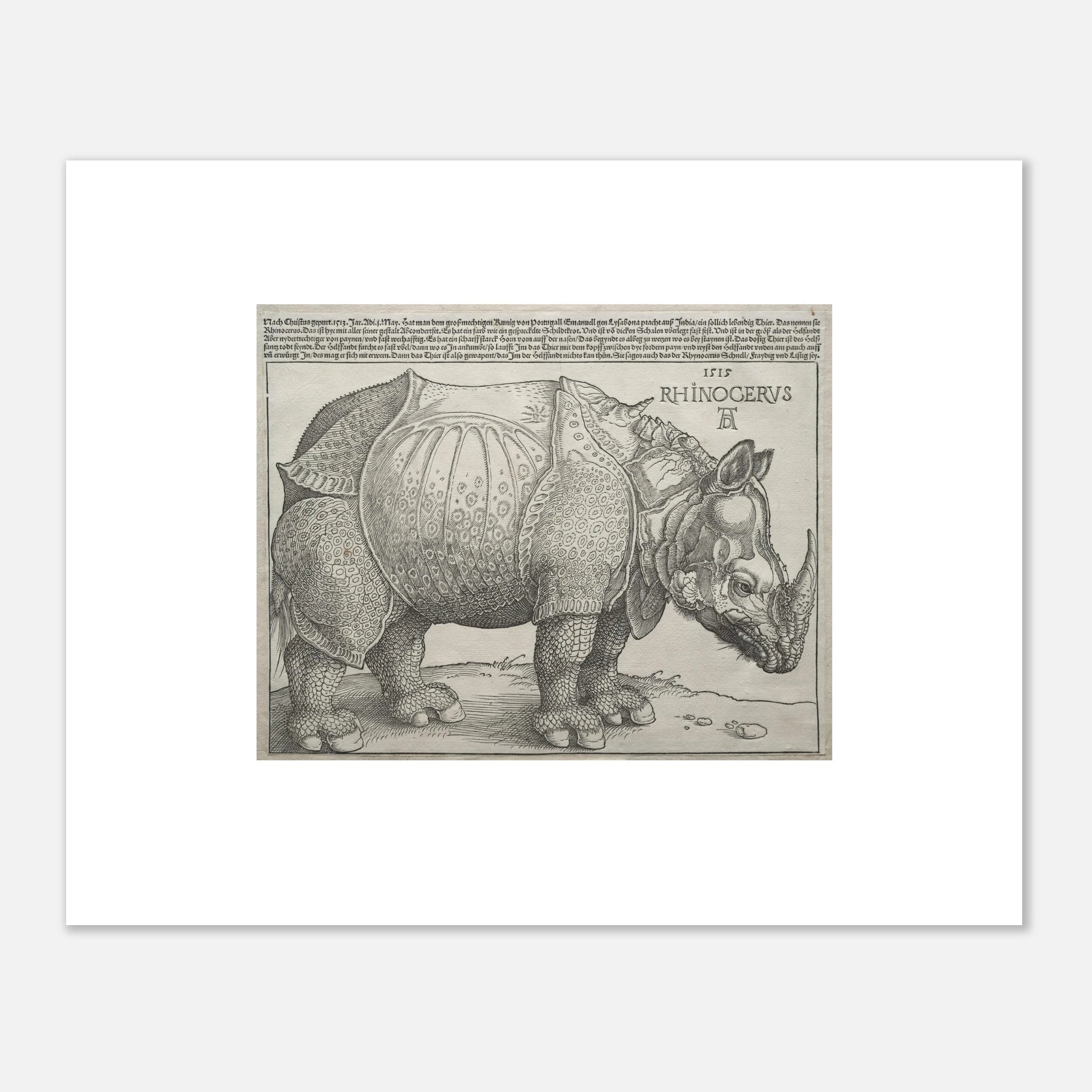 Close view at actual print size: the woodcut lines and the paper tone of the 1515 sheet