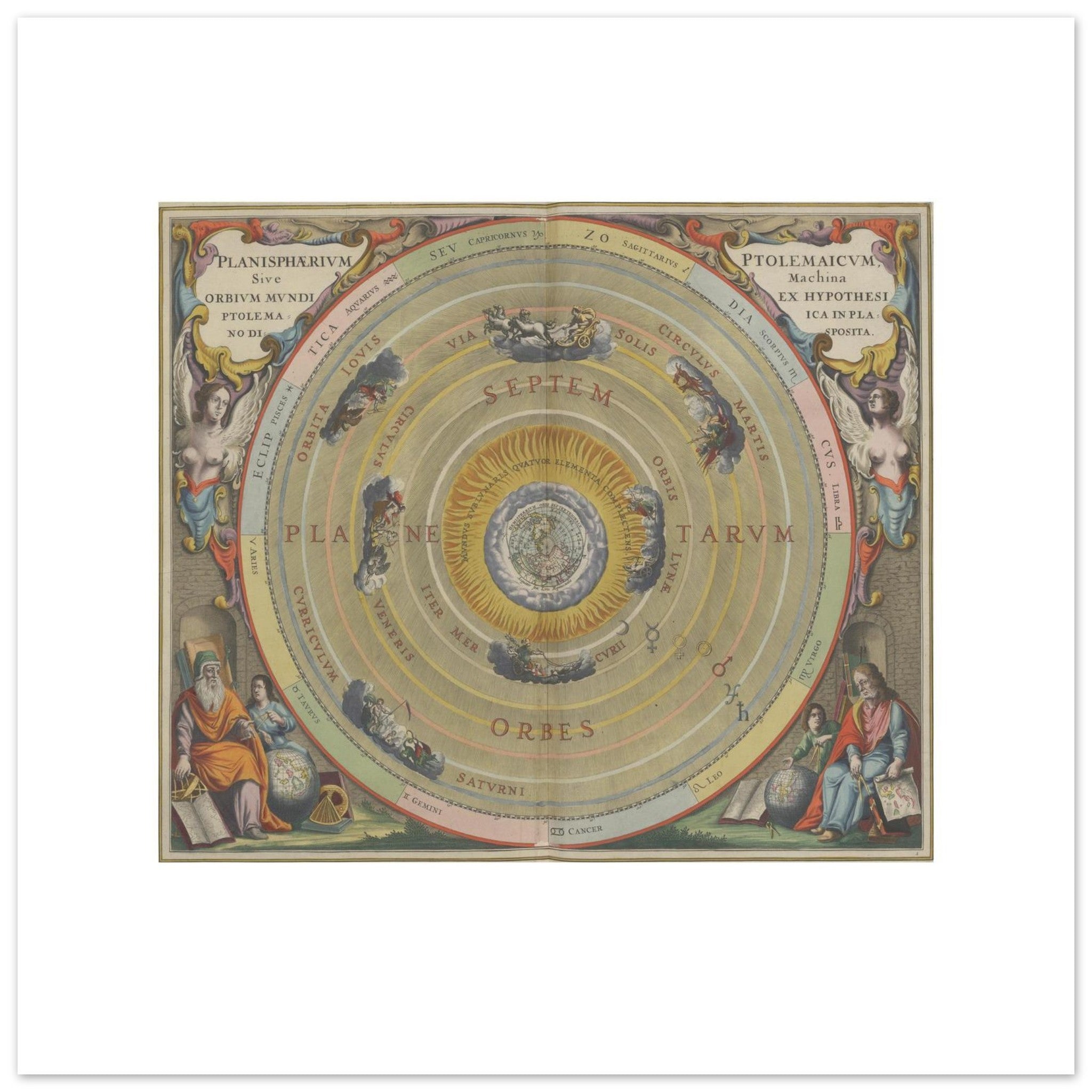Andreas Cellarius, Planisphaerium Ptolemaicum, 1661 — giclée print on the 70 × 70 cm sheet, the plate at original size