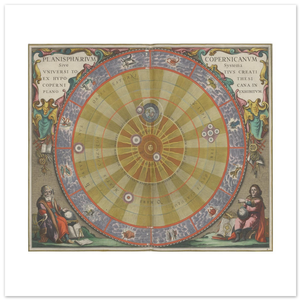 Andreas Cellarius, Planisphaerium Copernicanum, 1661 — giclée print on the 50 × 50 cm sheet