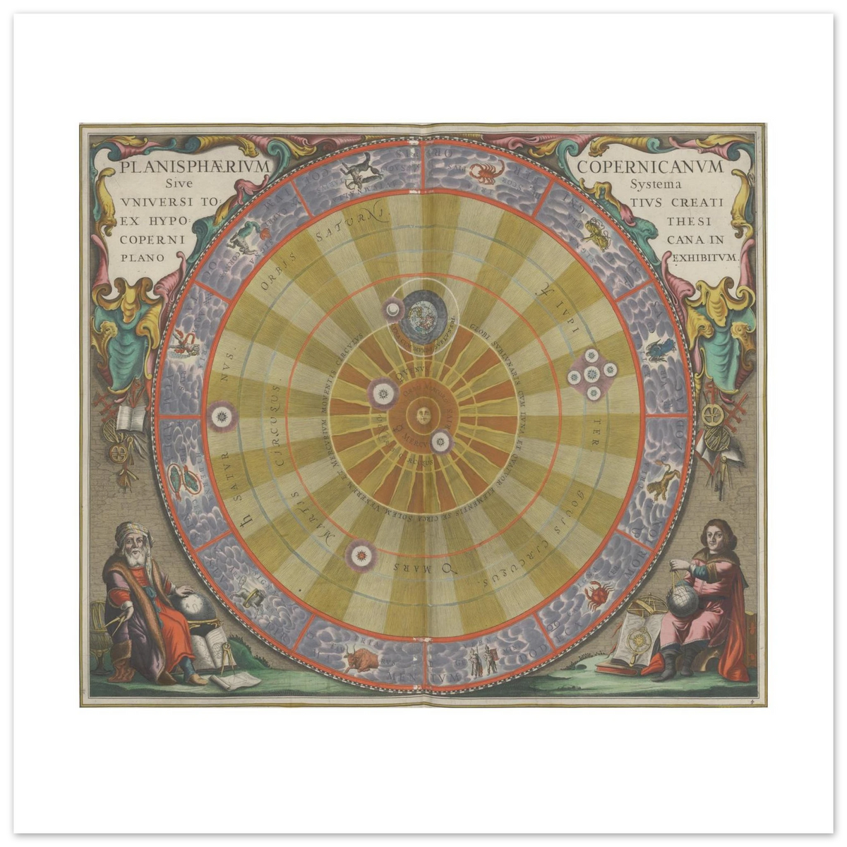 Andreas Cellarius, Planisphaerium Copernicanum, 1661 — giclée print on the 50 × 50 cm sheet