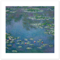 Monet's Water Lilies as a 50 × 50 cm fine art poster, unframed, shown flat against a light grey wall