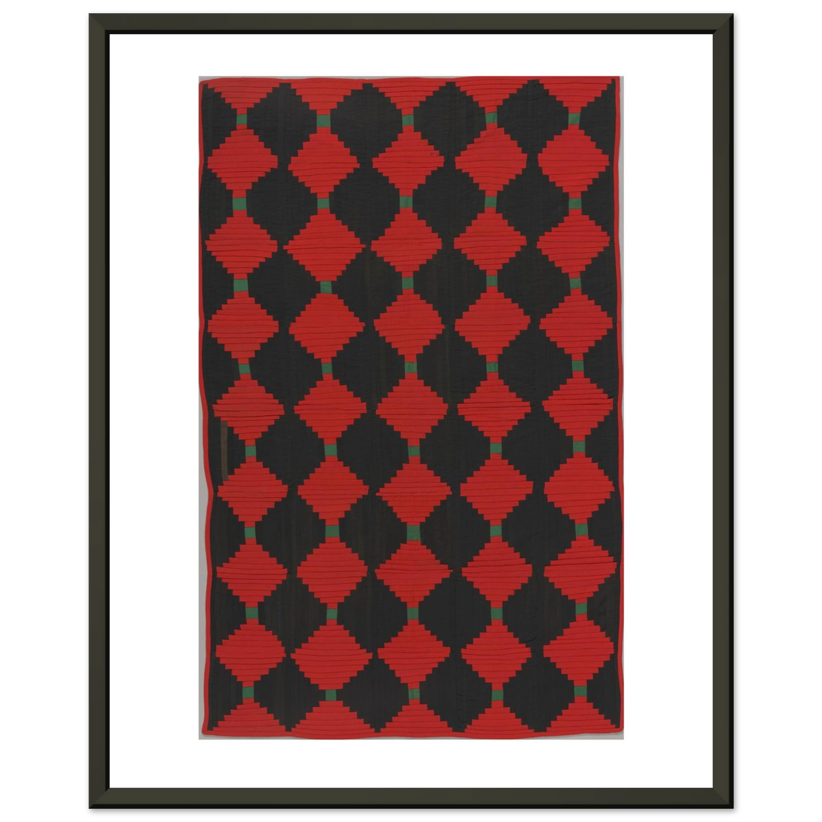 New York, Log Cabin Quilt, Courthouse Steps, 1850–90 — framed print, 40 × 50 cm, slim black frame, shown on white