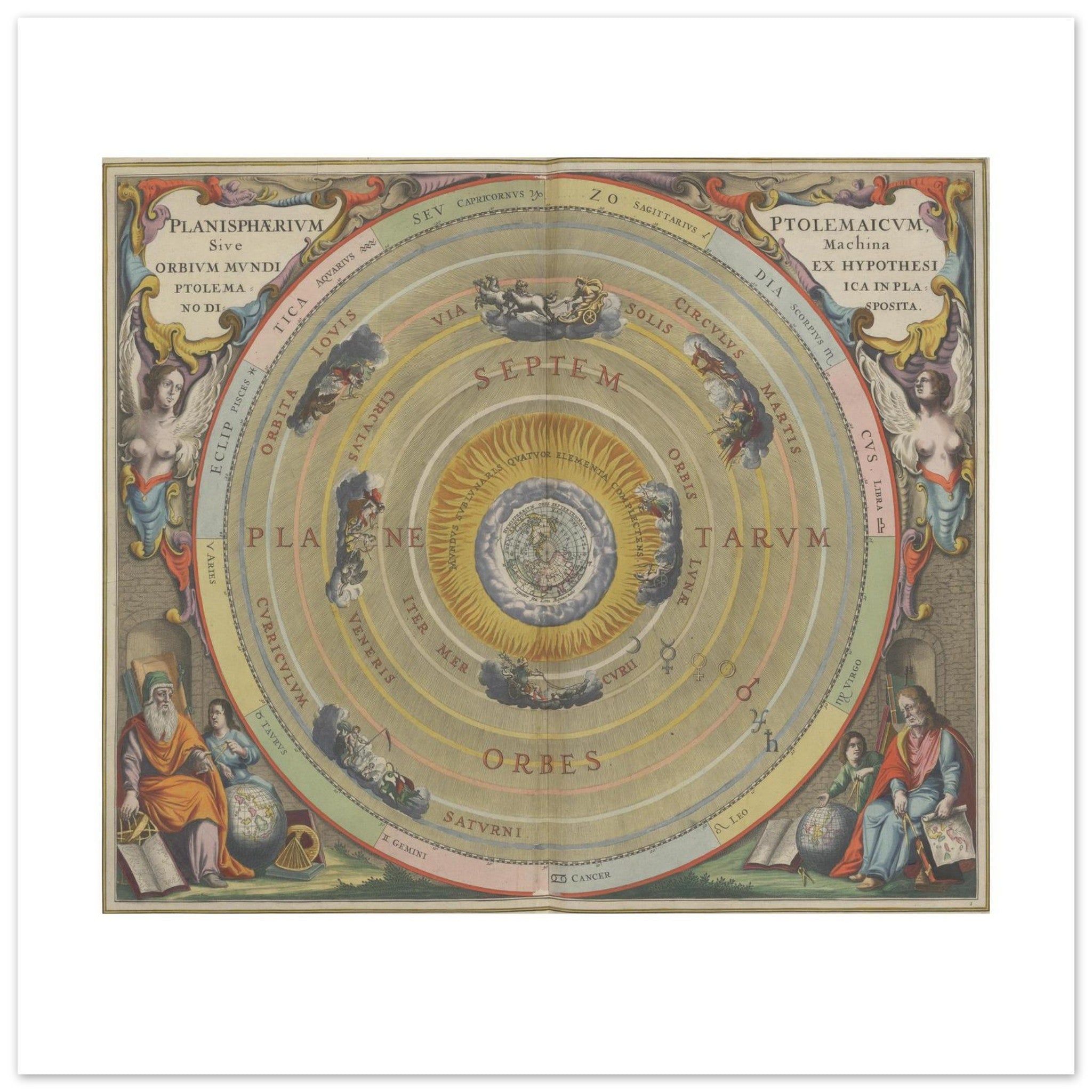Andreas Cellarius, Planisphaerium Ptolemaicum, 1661 — giclée print on the 50 × 50 cm sheet