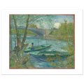 Van Gogh's Fishing in Spring as a 50 × 40 cm fine art poster, unframed, shown flat against a light grey wall
