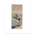 Hiroshige's Wild Duck in Snow as a 40 × 50 cm fine art poster, unframed, shown flat against a light grey wall