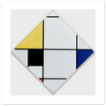 Mondrian's 1921 lozenge as a giclée print on the 50 × 50 cm sheet, unframed, with the white border