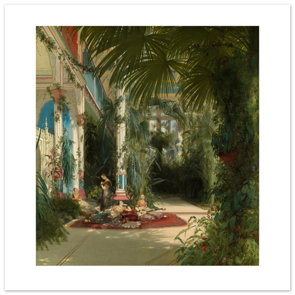Blechen's Palm House as a 50 × 50 cm fine art poster, unframed, shown flat against a light grey wall