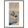 Utagawa Hiroshige, Wild Duck in Snow, 1830s — framed print, 40 × 50 cm, slim black frame, shown on white