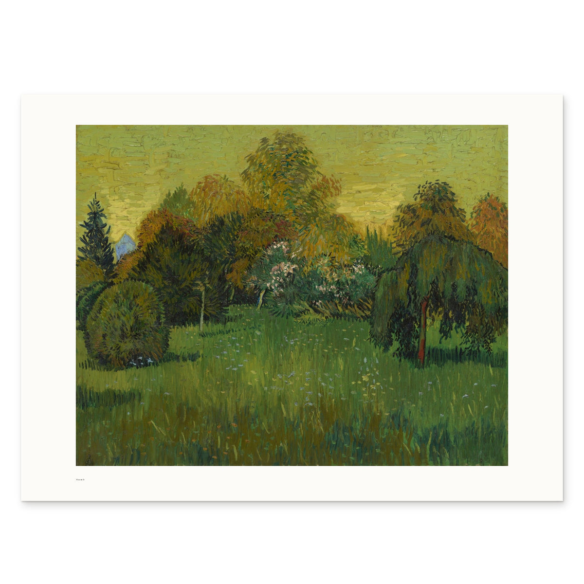 Van Gogh's The Poet's Garden as a 80 × 60 cm giclée print, unframed, shown flat on white, with the small Museartis signet at the lower left