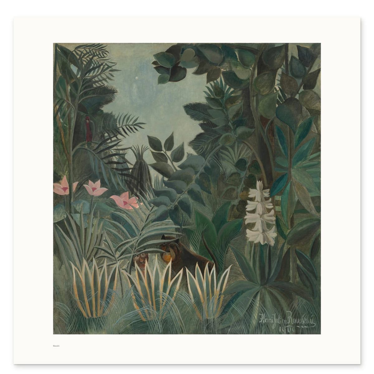 Rousseau's The Equatorial Jungle as a 70 × 70 cm giclée print, unframed, shown flat on white, with the small Museartis signet at the lower left