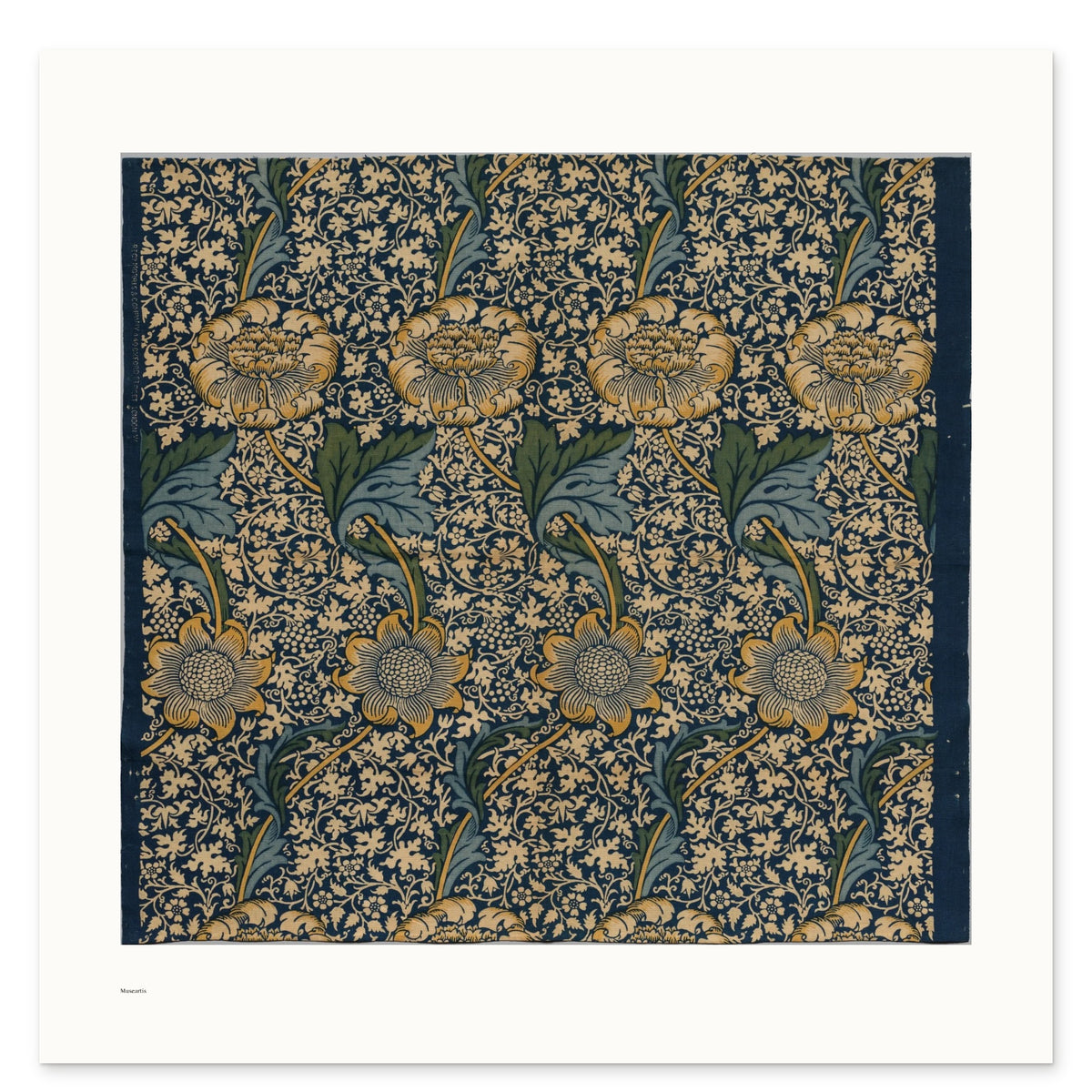 William Morris's Kennet as a 50 × 50 cm giclée print, unframed, shown flat on white, with the small Museartis signet at the lower left