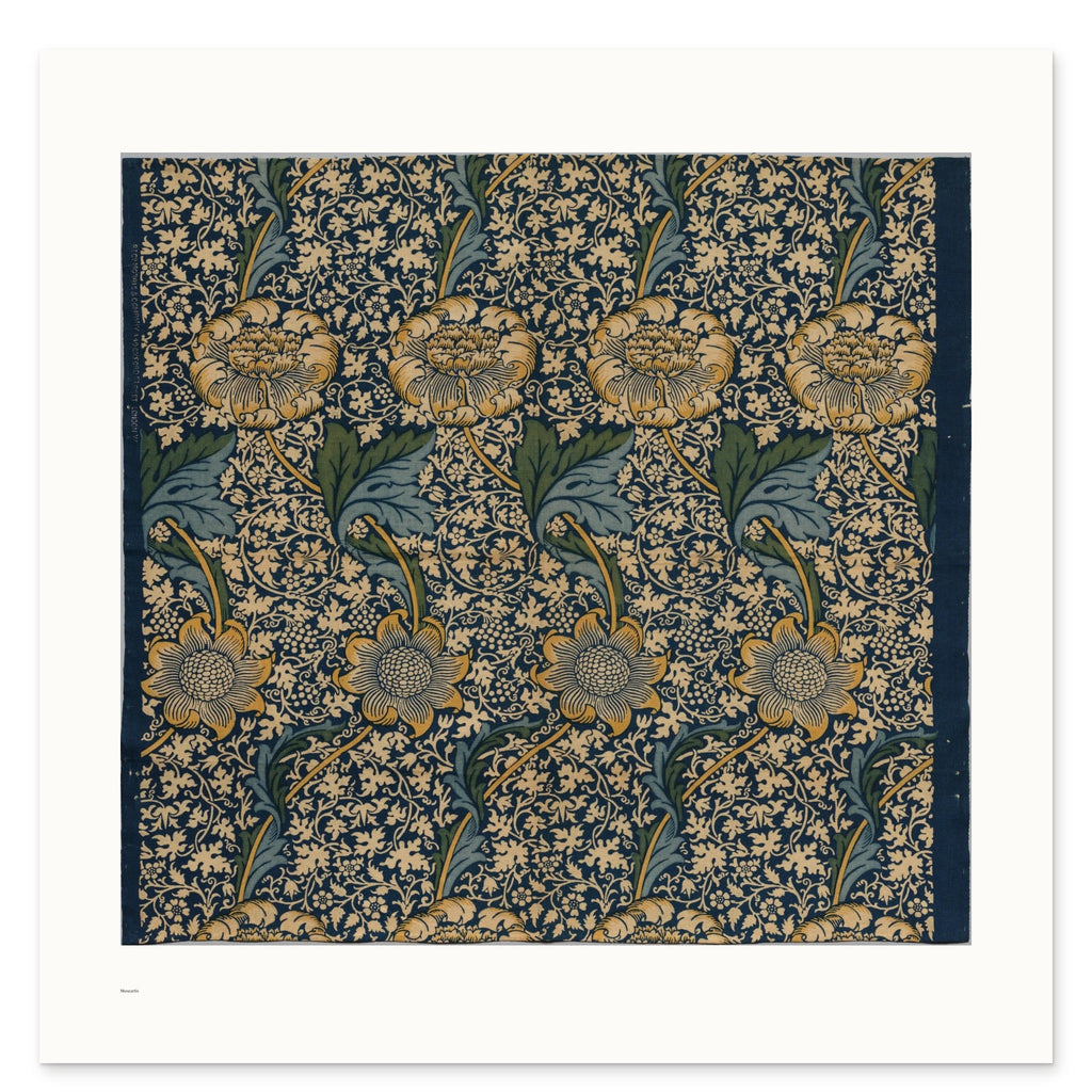 William Morris's Kennet as a 70 × 70 cm giclée print, unframed, shown flat on white, with the small Museartis signet at the lower left