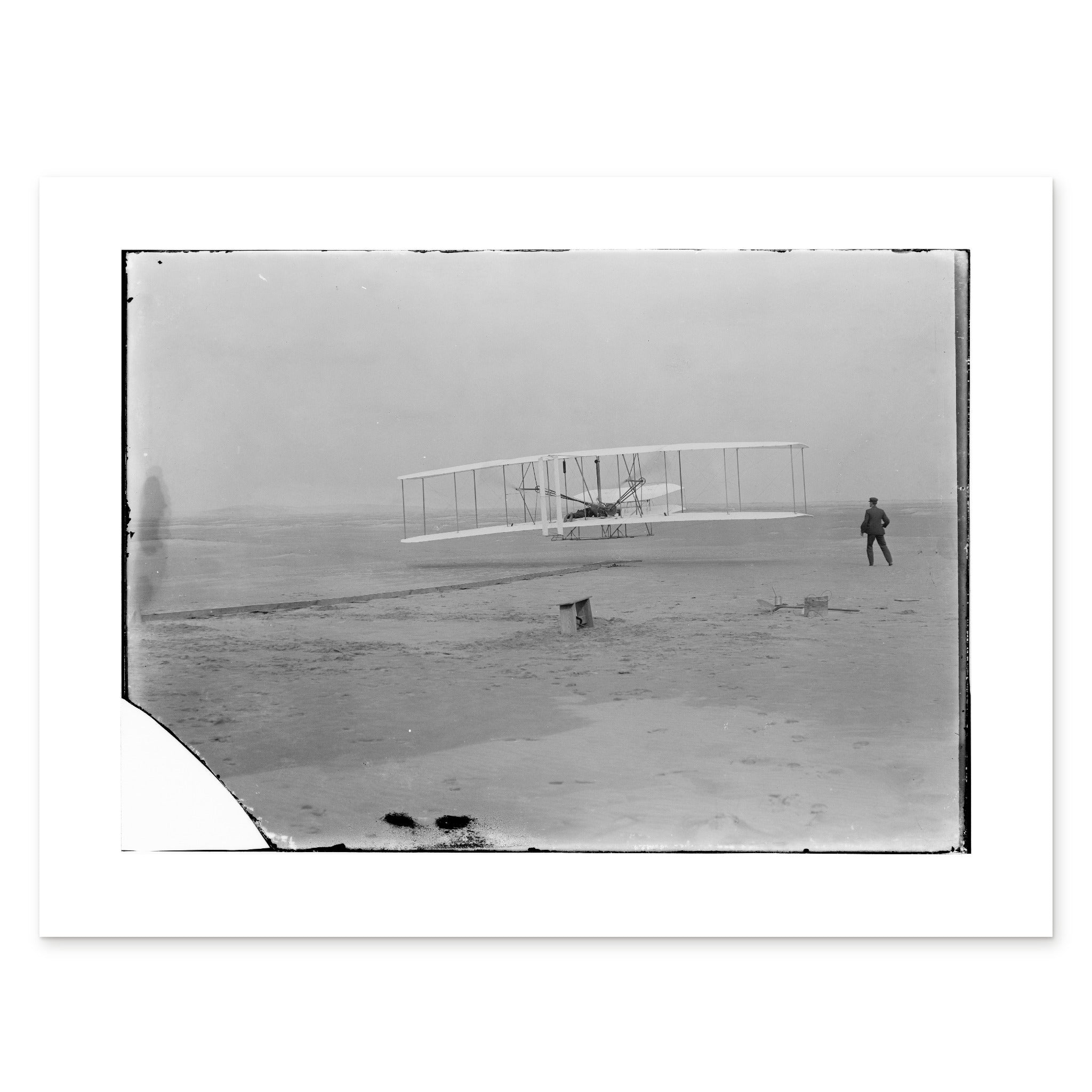 The 40 × 30 cm giclée print of the first flight, unframed, shown flat with its white border