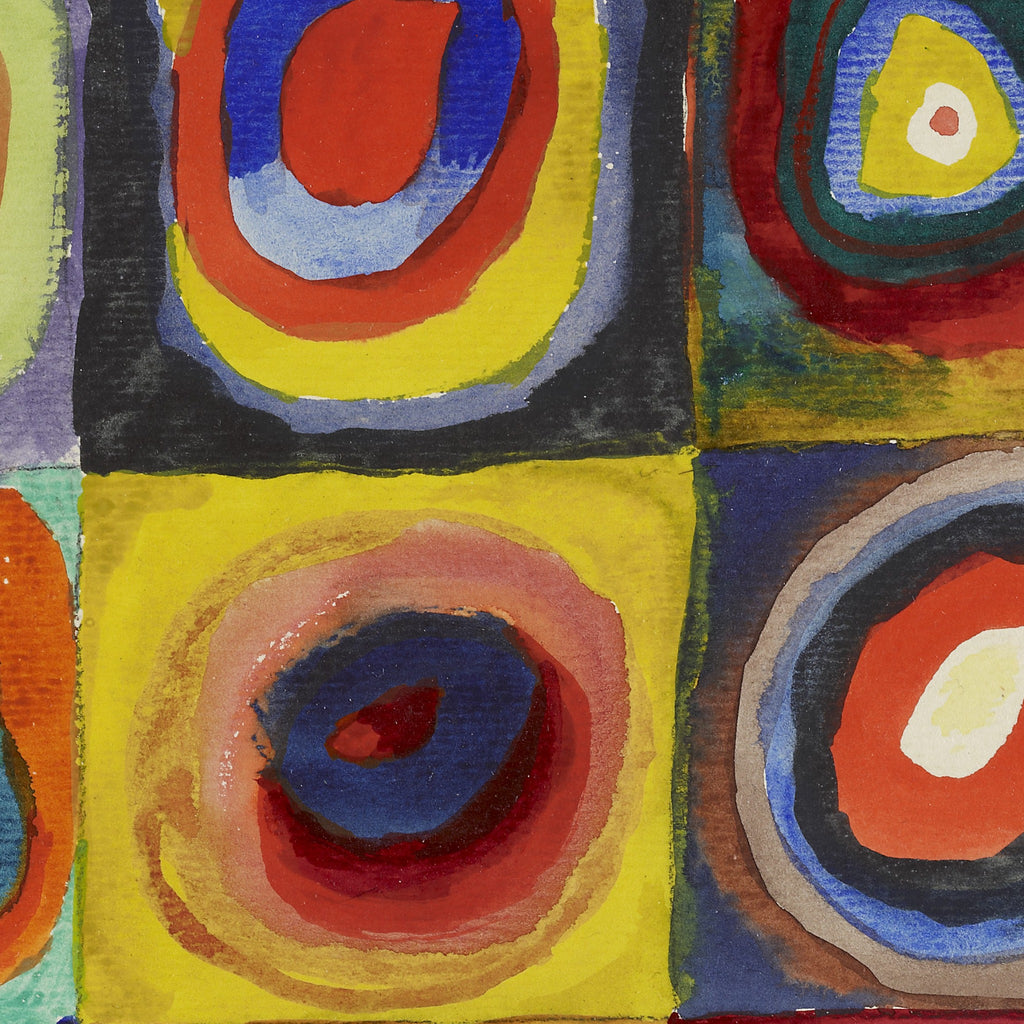 Detail at print size: concentric rings in watercolour and gouache
