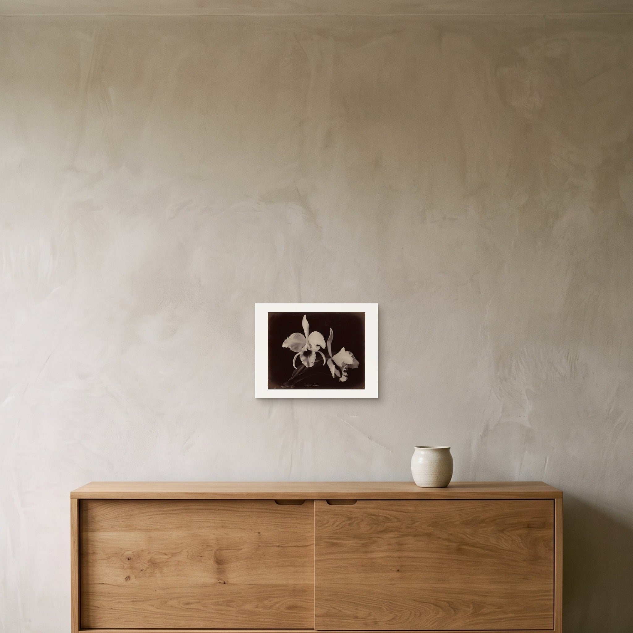 The 35 × 27 cm sheet framed above a sideboard