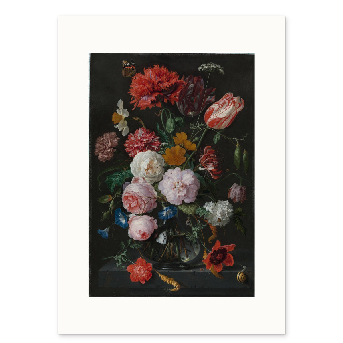 The 50 × 70 cm sheet: the painting at original size, 36.50 × 53.75 cm, with a white border