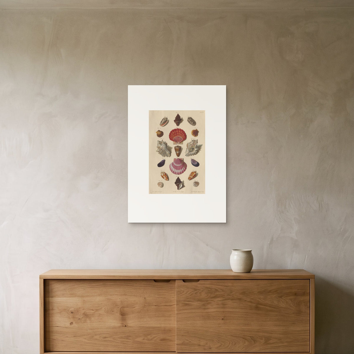 The 50 × 70 cm sheet hung above an oak sideboard
