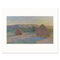 The 50 × 40 cm sheet as printed: Monet's wheatstacks 42.00 × 24.82 cm on white paper, 4.00 cm margins at the sides, 7.05 above and 8.13 below