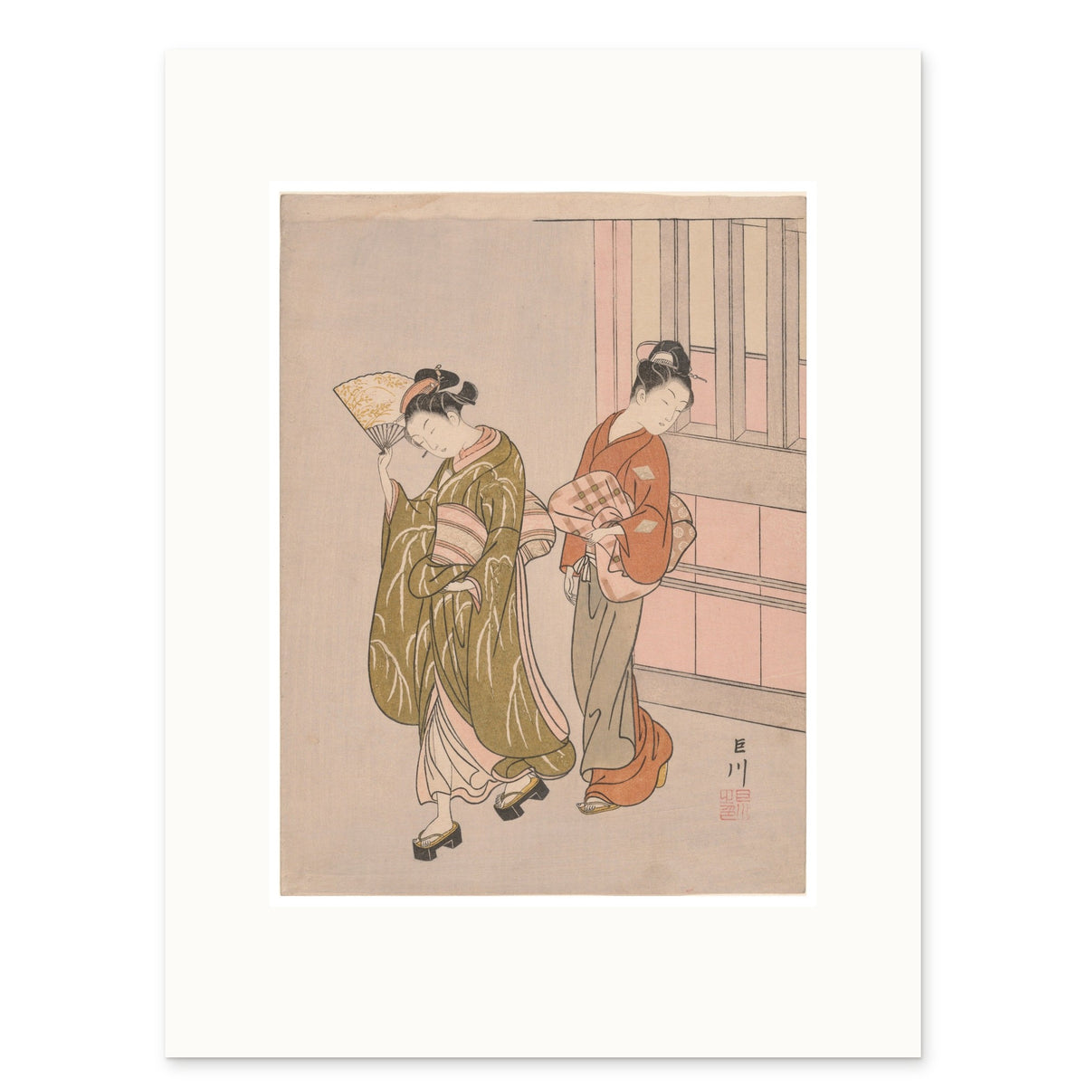 Harunobu, A Folding Fan: Clear Day as a 30 × 40 cm giclée print at original size, on white