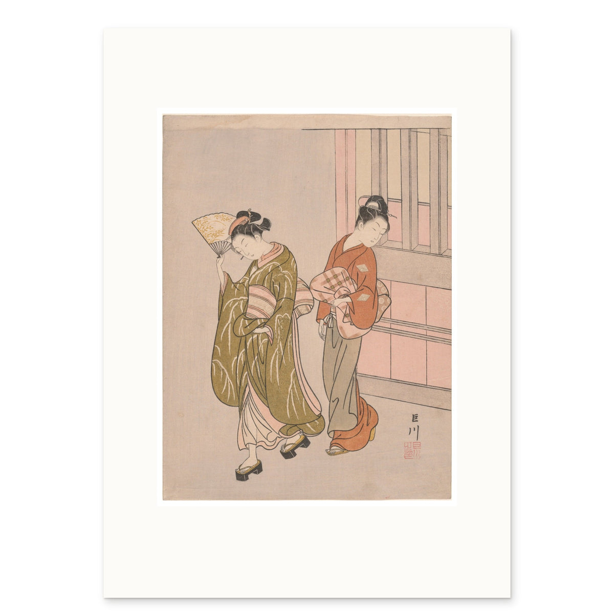 Harunobu, A Folding Fan: Clear Day as a 50 × 70 cm giclée print, 1.7× original, on white