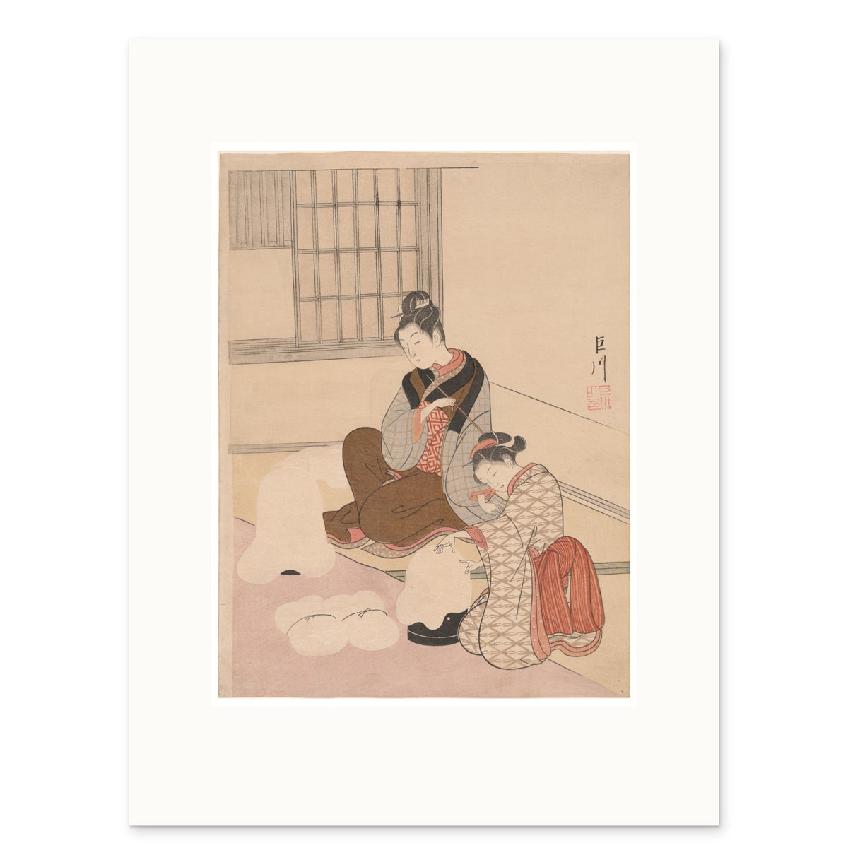 Harunobu, Evening Snow on a Floss Shaper as a 30 × 40 cm giclée print at original size, on white