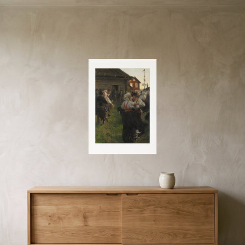 The Midsummer Dance print, full uncropped sheet, shown above a sideboard