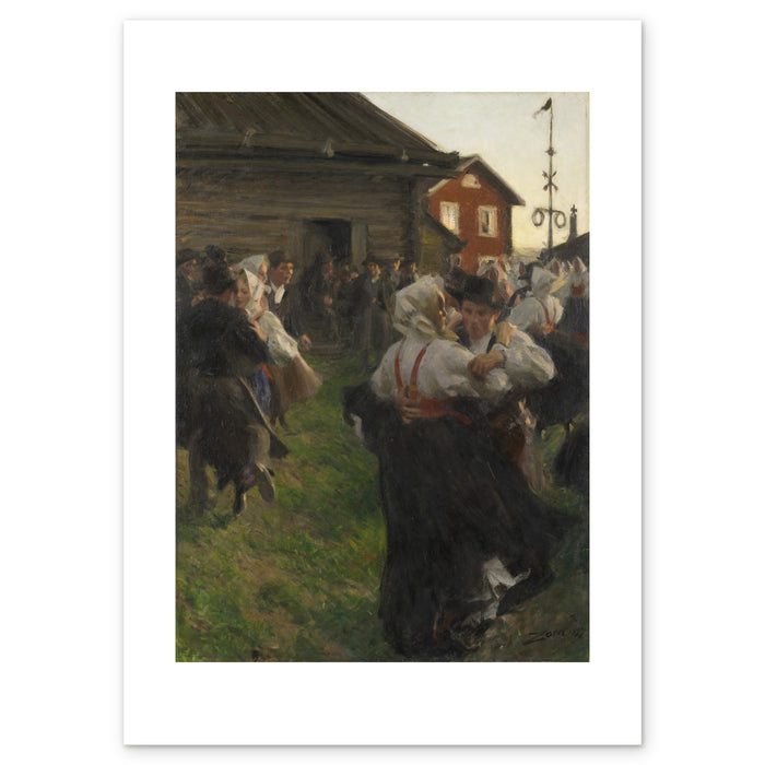 Anders Zorn, Midsummer Dance, 1897, oil on canvas, complete sheet as printed (uncropped), shown on white