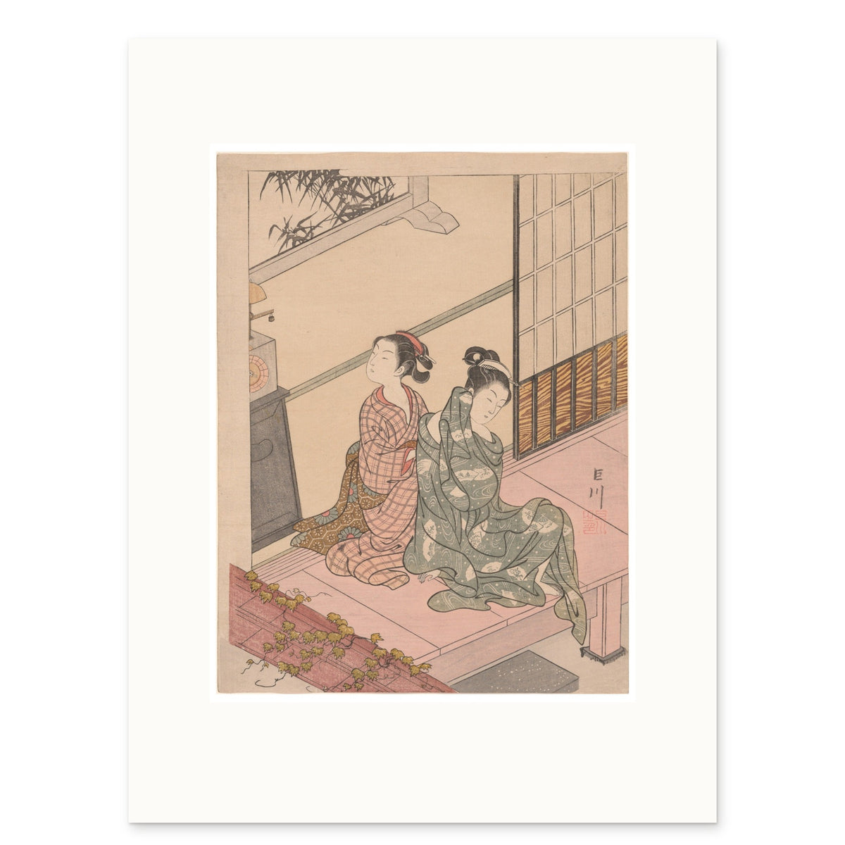 Harunobu, The Evening Bell of the Clock as a 30 × 40 cm giclée print at original size, on white
