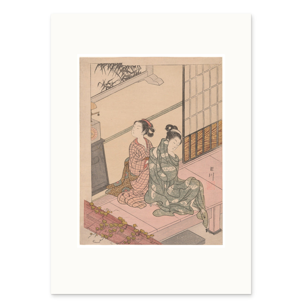 Harunobu, The Evening Bell of the Clock as a 50 × 70 cm giclée print, 1.7× original, on white
