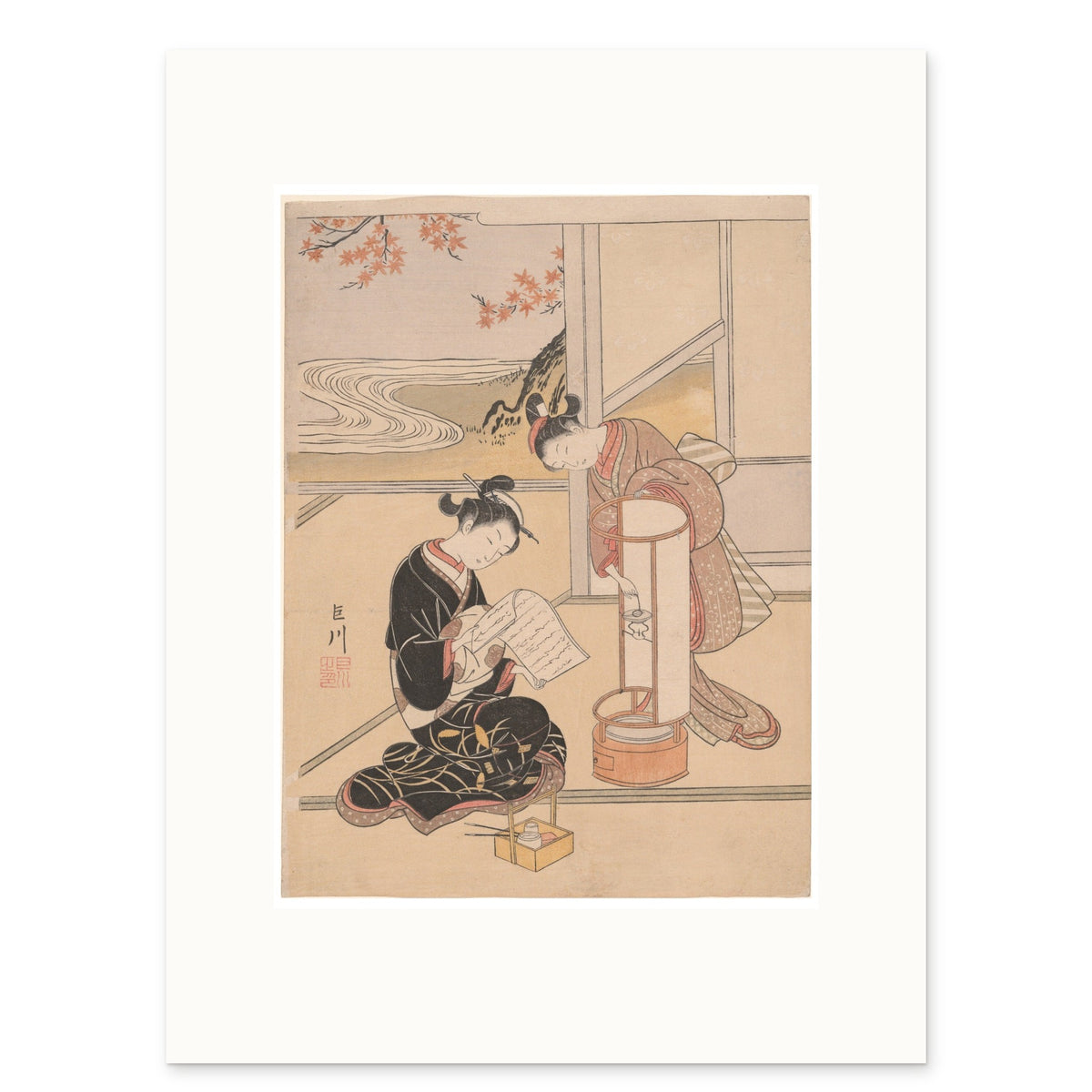 Harunobu, The Evening Glow of a Lamp as a 30 × 40 cm giclée print at original size, on white
