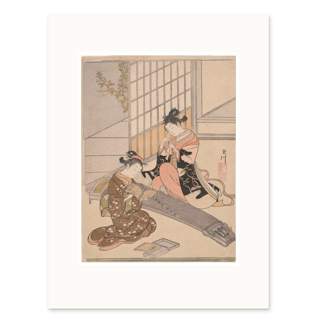 Harunobu, Descending Geese of the Koto Bridges as a 30 × 40 cm giclée print at original size, on white