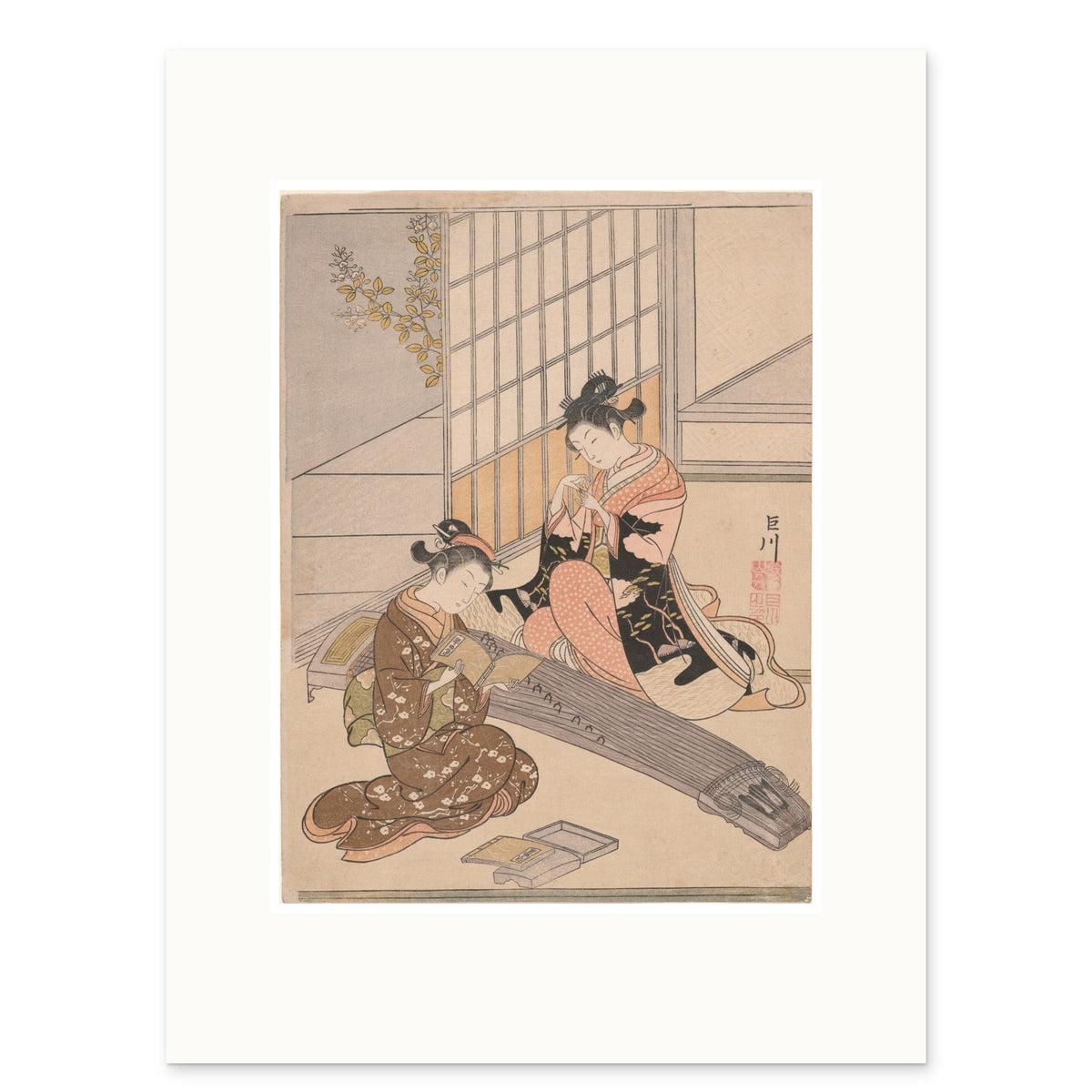Harunobu, Descending Geese of the Koto Bridges as a 30 × 40 cm giclée print at original size, on white