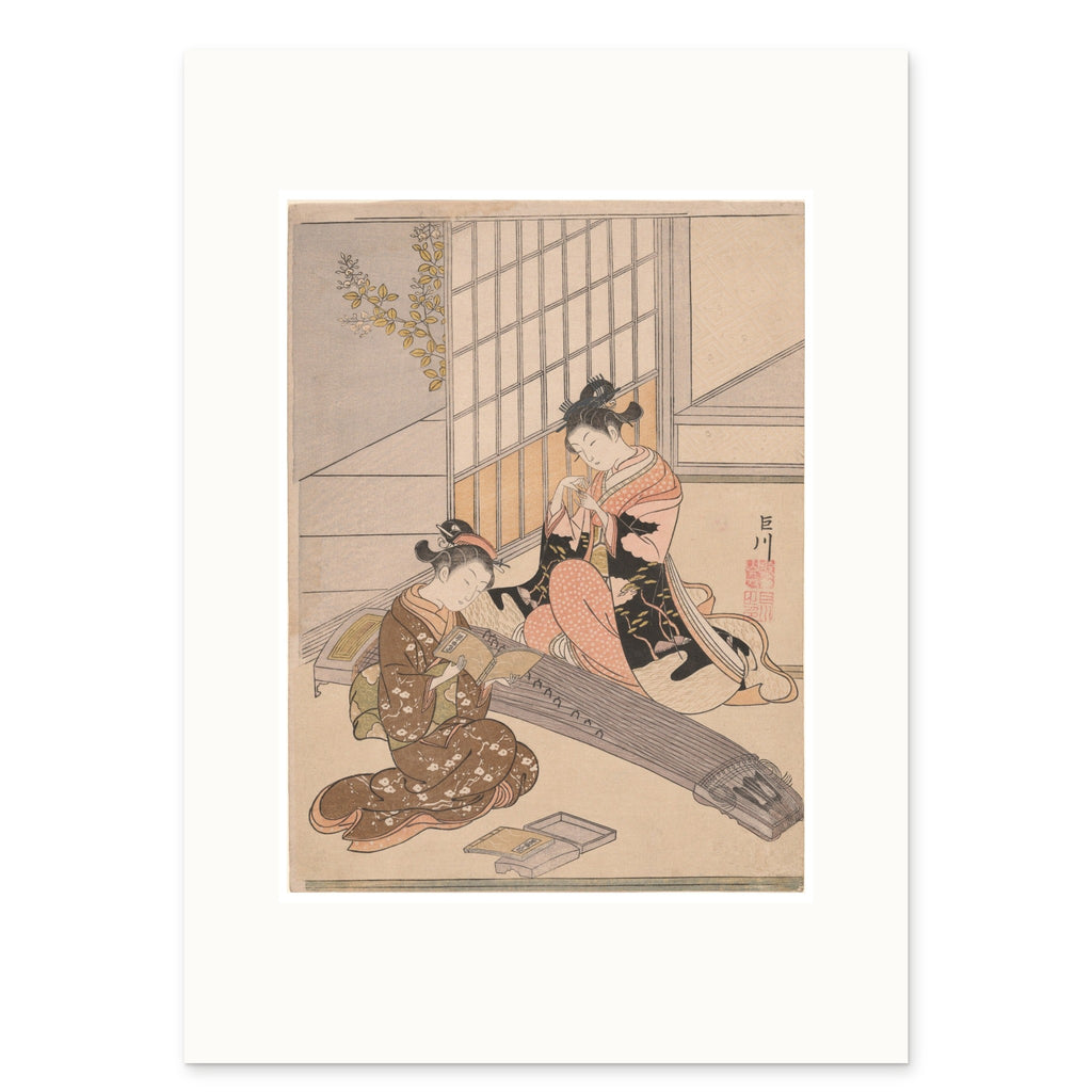 Harunobu, Descending Geese of the Koto Bridges as a 50 × 70 cm giclée print, 1.7× original, on white