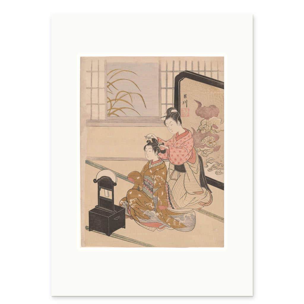 Harunobu, The Autumn Moon in the Mirror as a 50 × 70 cm giclée print, 1.7× original, on white