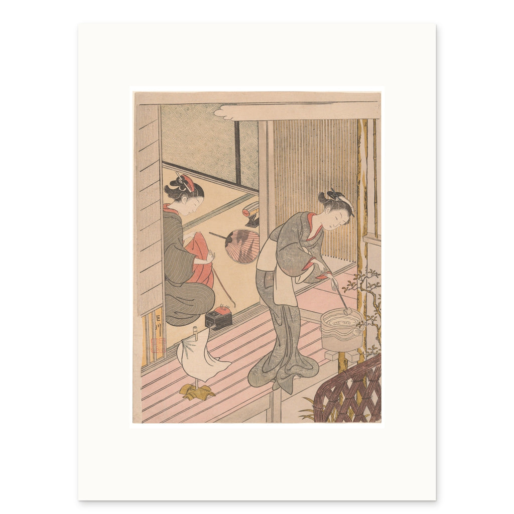 Harunobu, Returning Sails of the Towel Rack as a 30 × 40 cm giclée print at original size, on white