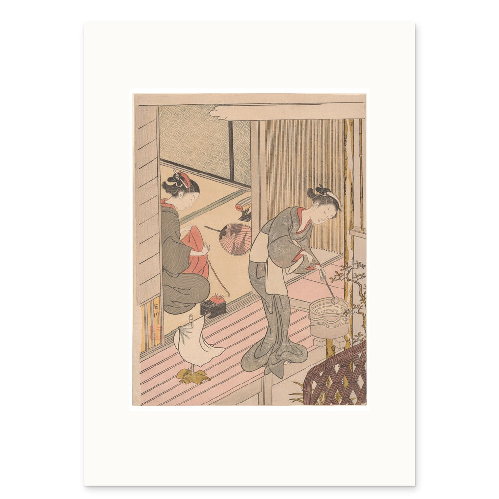 Harunobu, Returning Sails of the Towel Rack as a 50 × 70 cm giclée print, 1.7× original, on white