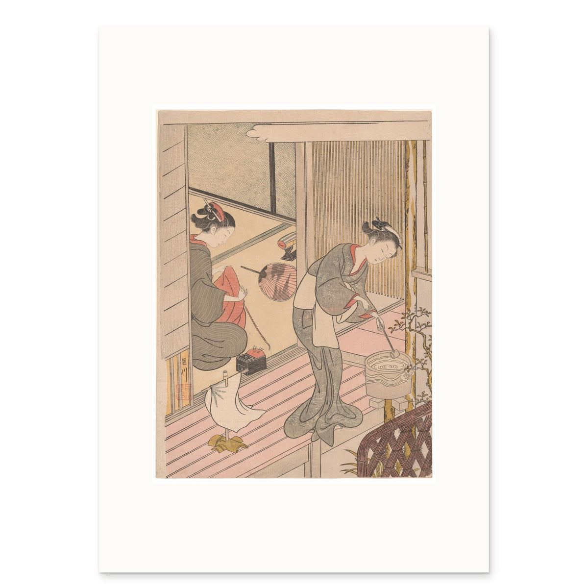 Harunobu, Returning Sails of the Towel Rack as a 50 × 70 cm giclée print, 1.7× original, on white