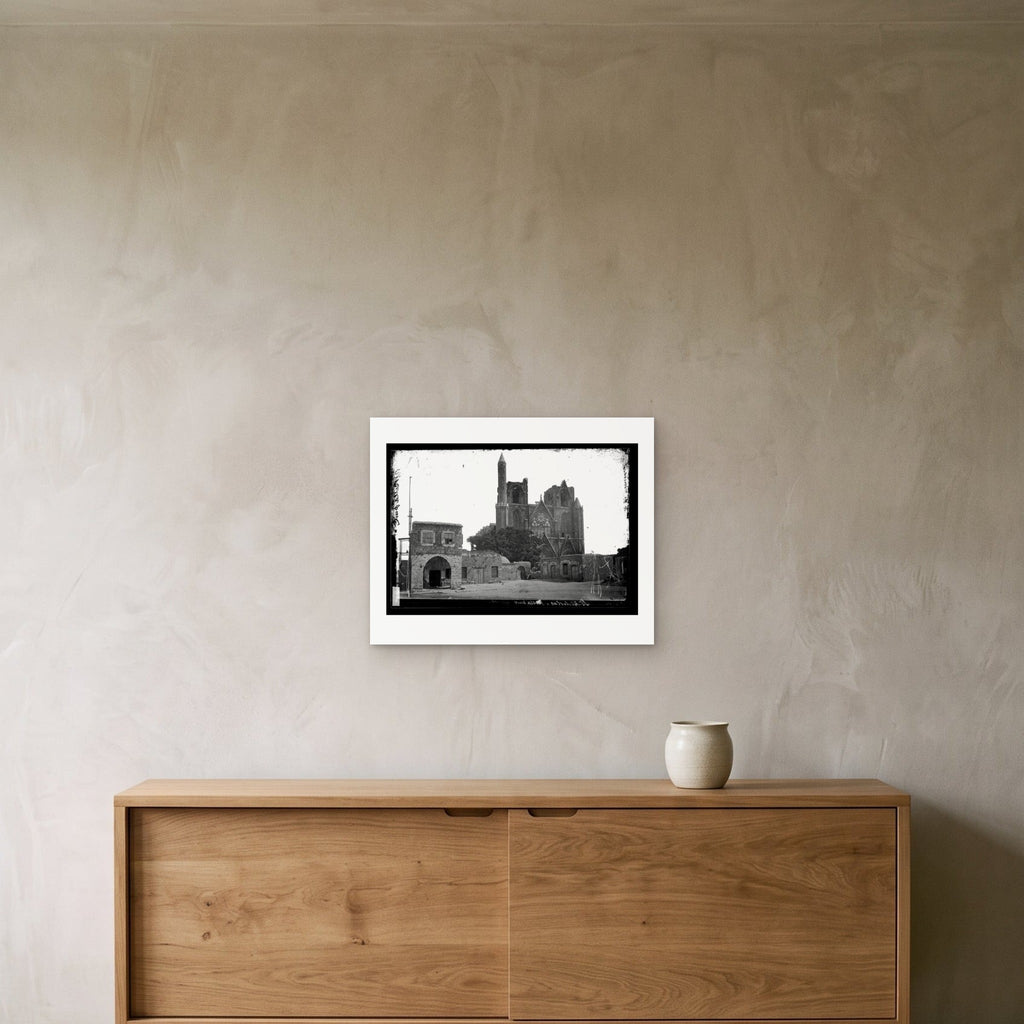 John Thomson – St Nicholas Cathedral, Famagusta, Cyprus, 1878 — the 50 × 40 cm sheet as printed, shown on the wall above a sideboard
