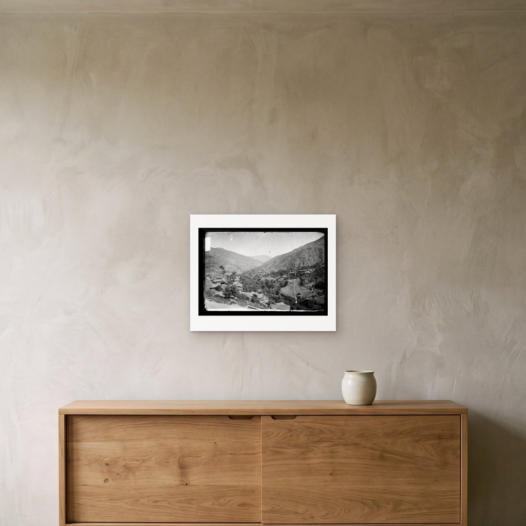 John Thomson – Valley in the Hills, Cyprus, 1878 — the 50 × 40 cm sheet as printed, shown on the wall above a sideboard