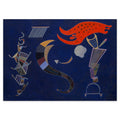 Wassily Kandinsky, La flèche (The Arrow), 1943 — the picture reproduced whole: a small arrow among red, gold and striped forms on a deep ultramarine ground