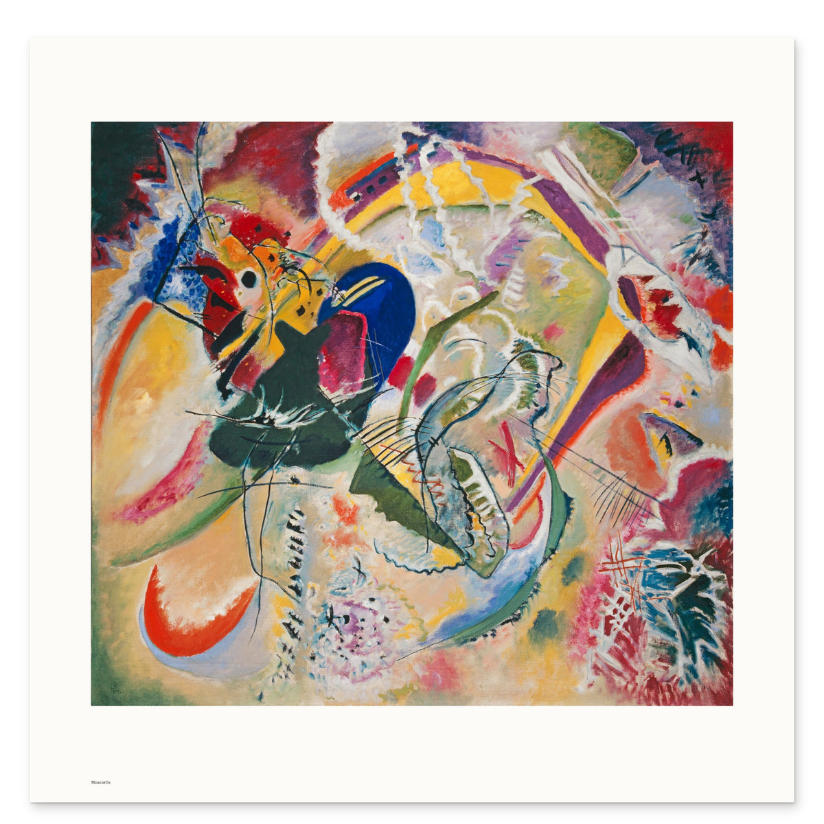 The 50 × 50 cm sheet as printed: Kandinsky's Improvisation 35 42.00 × 38.21 cm on white paper, 4.0 cm margins at the sides