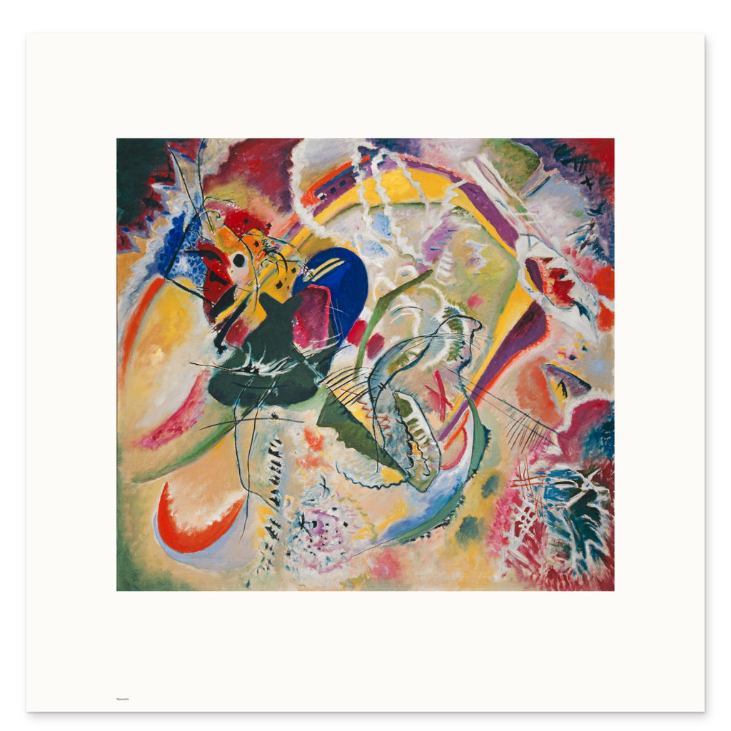 The 70 × 70 cm sheet as printed: Kandinsky's Improvisation 35 51.41 × 46.76 cm on white paper, 9.3 cm margins at the sides