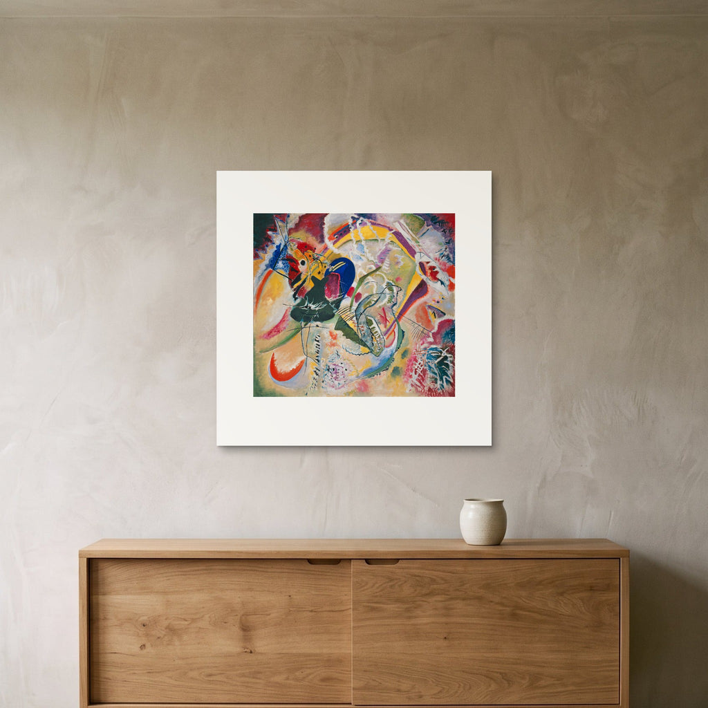 Kandinsky, Improvisation 35 — the 70 × 70 cm print hung above an oak sideboard