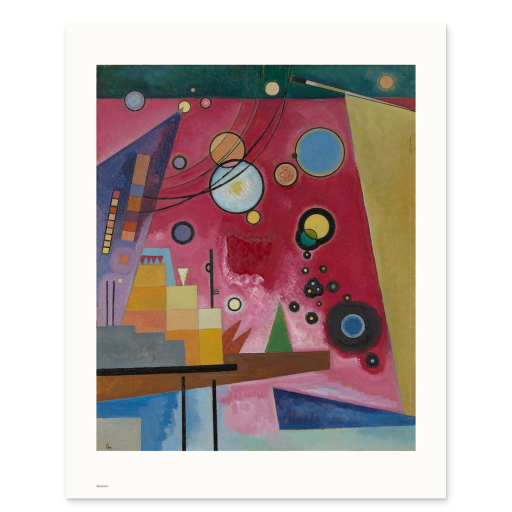 The 40 × 50 cm sheet as printed: Kandinsky's Heavy Red 33.60 × 40.66 cm on white paper, 3.2 cm margins at the sides